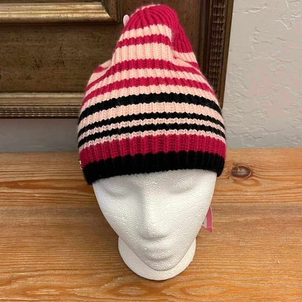 KATE SPADE NEW YORK NWT Pink Striped Beanie - OS